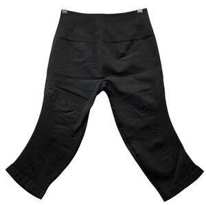 Lululemon In The Flow Crop Leggings Women 4 XS Seamless Black Medium Rise Ruched